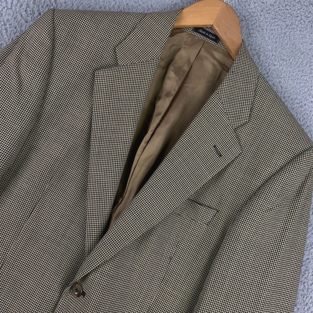 Alexandre London Savile Row Blazer 40S Tan Houndstooth Wool Sport Coat Short
